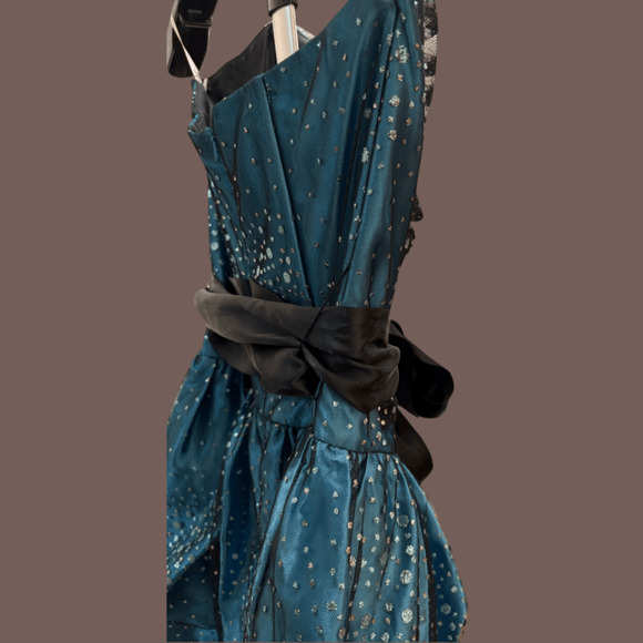 Jessica McClintock Prom Dress | Teal Glitter | Size 3 | Vintage - Picture 3 of 6